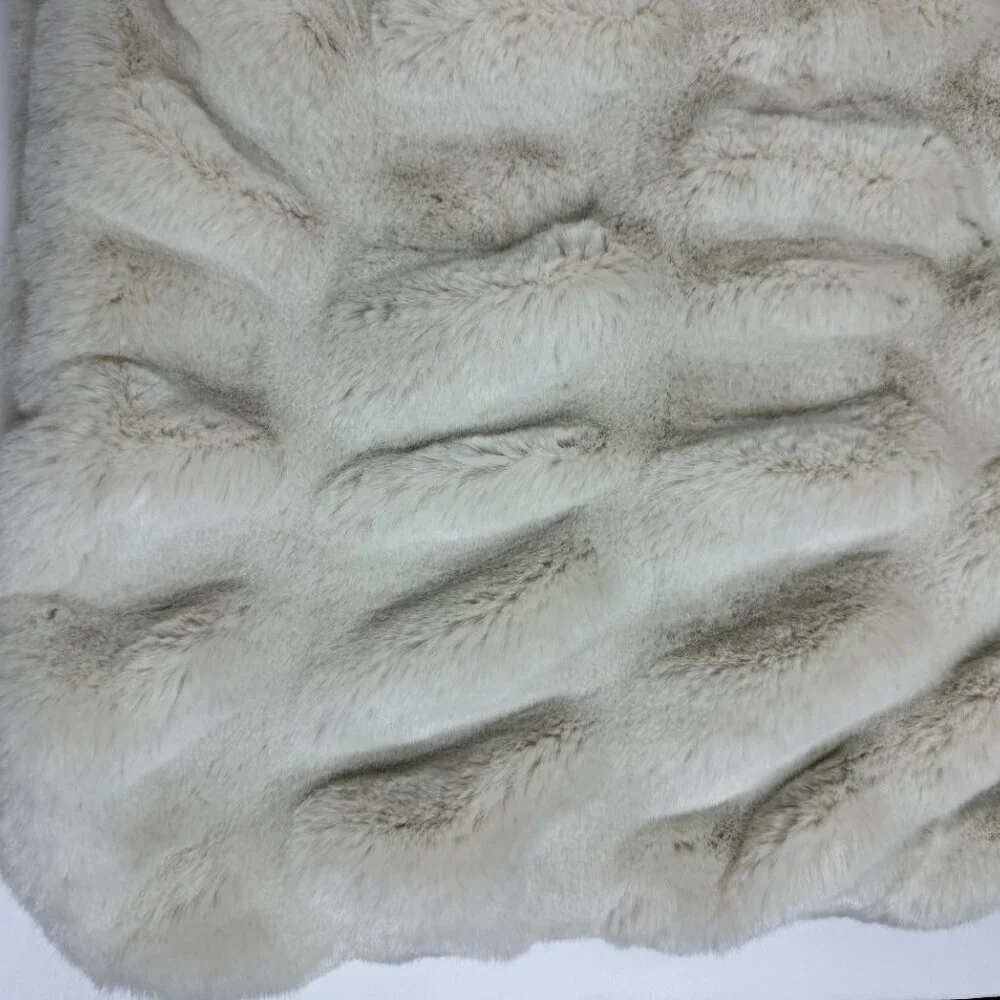 Pottery Barn Faux Fur Ivory Ruched Throw Pillow Case - Like NEW